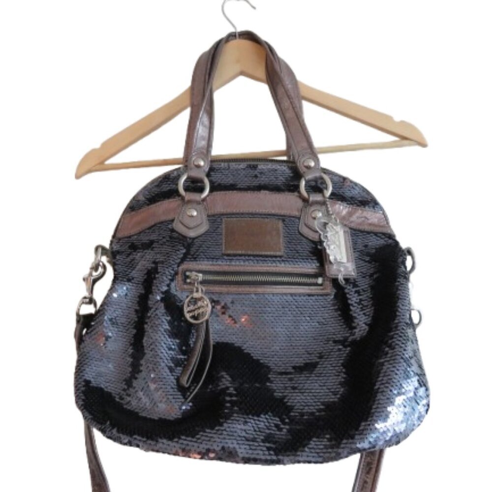 COACH Limited Edition Poppy Spotlight Sequin Metallic Top Handle Crossbody Bag